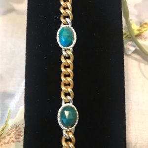 Gold green stone bracelet